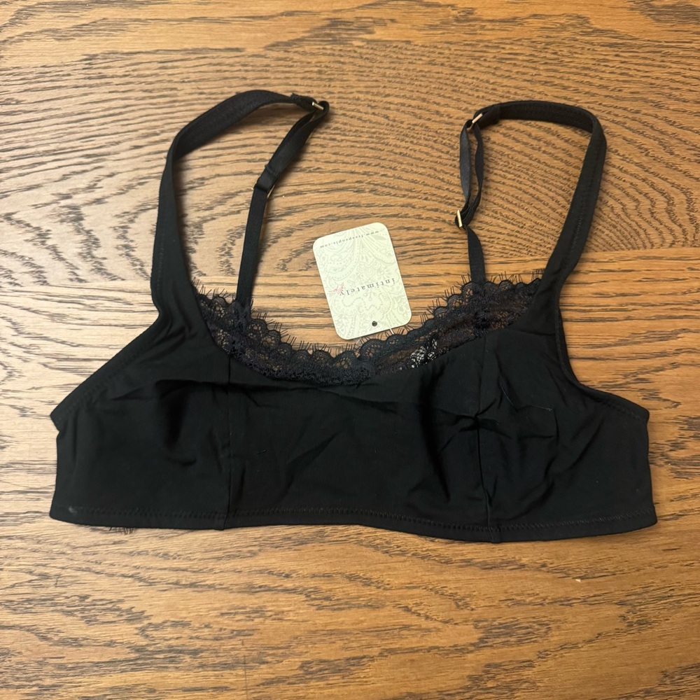 Elegant Black Lace Trim Bralette Free People Intimately